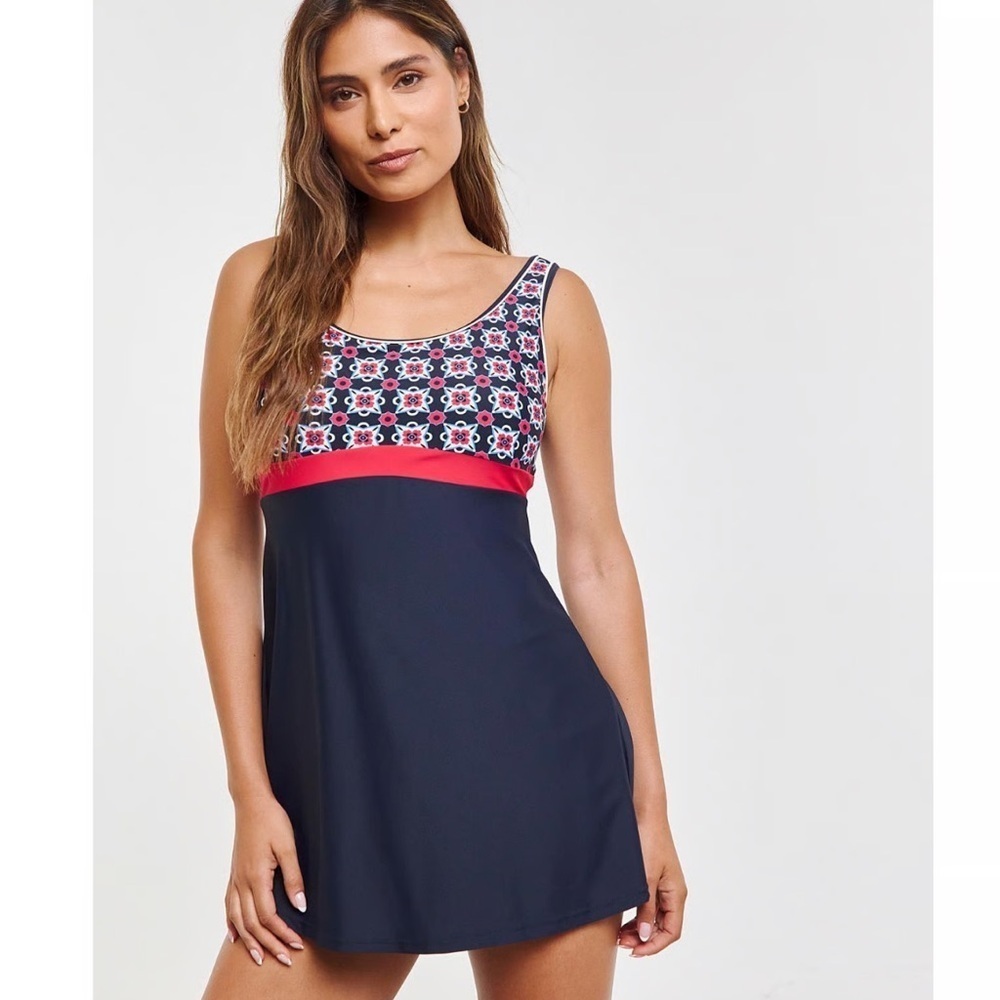 Lands' End Womens Two-Piece Swim-Dress  Swimsuit Sz 6(top) Sz 8(bottoms) Preppy